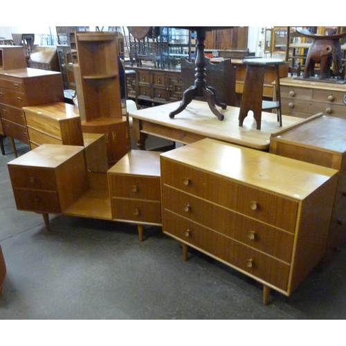 91 - A Meredew oak and afromosia chest of drawers and dressing table