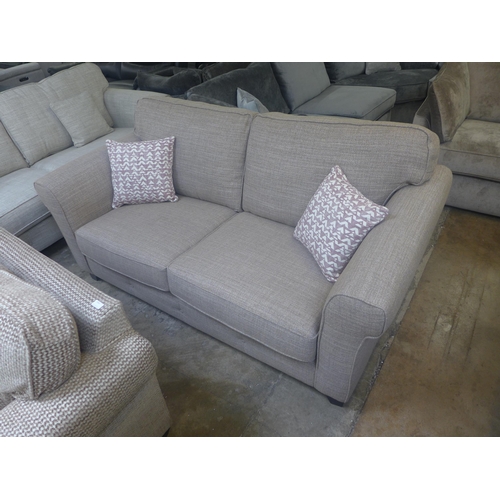 1444 - A mocha textured weave upholstered 2.5 seater sofa