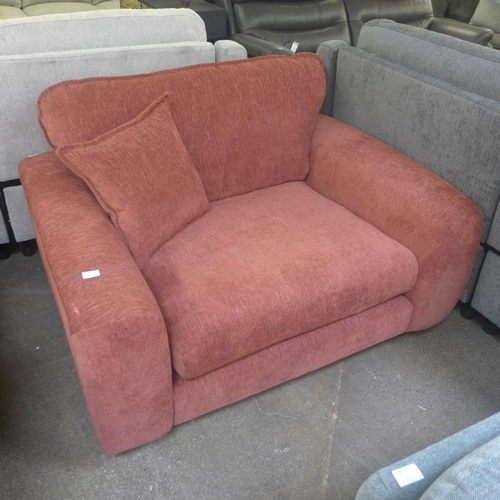 1494 - A crimson textured weave upholstered love seat