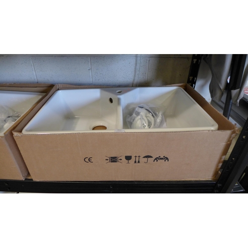 3012 - Roe Ceramic Double Belfast White sink 490x800   -   Original RRP £457.5  inc. vat  (401 - 129)   * T... 