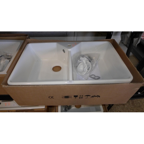 3012 - Roe Ceramic Double Belfast White sink 490x800   -   Original RRP £457.5  inc. vat  (401 - 129)   * T... 