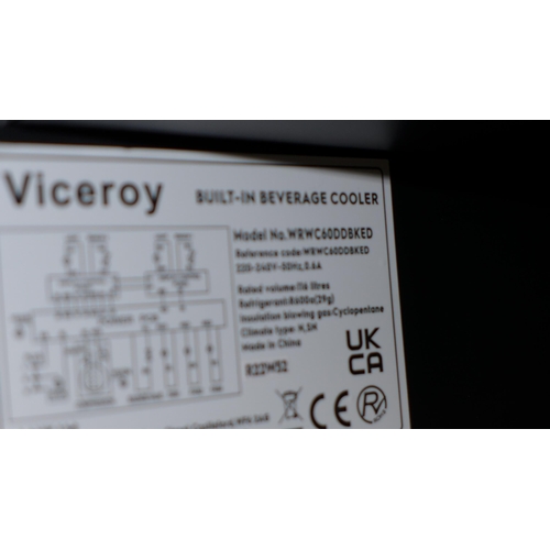 3059 - Viceroy Under Counter 2 Door Wine Cooler H870xW595xD568   -  Model No  WRWC60DDBK  , Original RRP £5... 