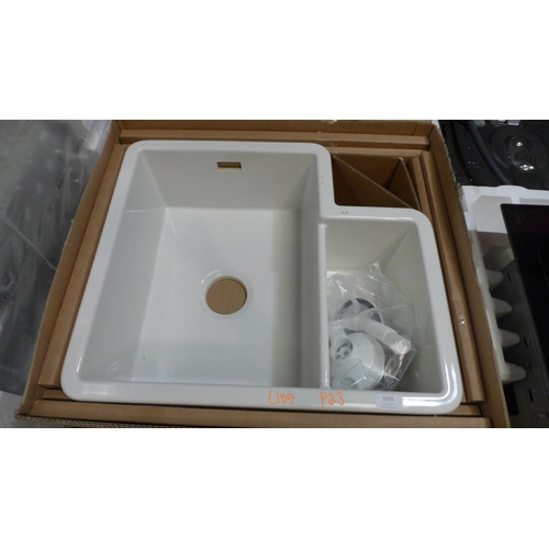 3068 - Paros 1.5 Bowl RHD U/mount Ceramic White sink 520x600   Original RRP £415.84  inc. vat    (401 - 13,... 