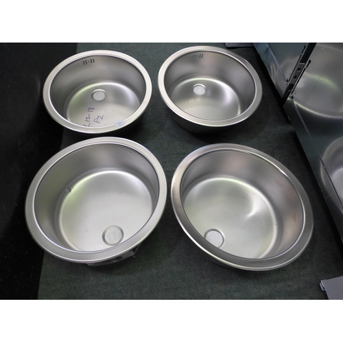 3076 - 4 Installation Round Stainless Steel Sink - 450mm   - Model no  1008987, Original RRP £100.00 inc va... 