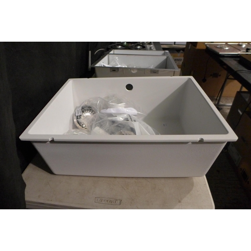 3280 - Samos 1.0 Bowl Composite U/mount White Sink -  370x500  - Model no  525797 , Original RRP £332.50 in... 