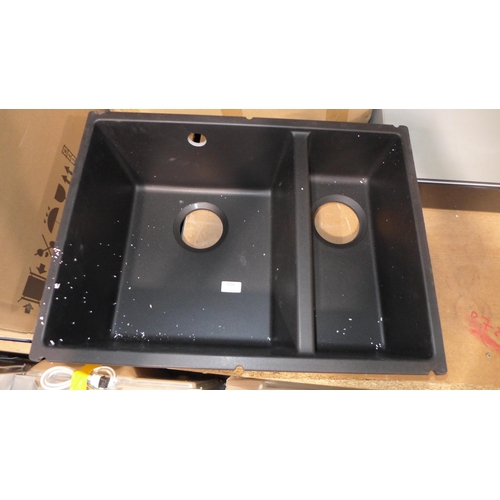 3294 - Black Composite 1.5 Bowl Sink (404-69)   * This lot is subject to vat