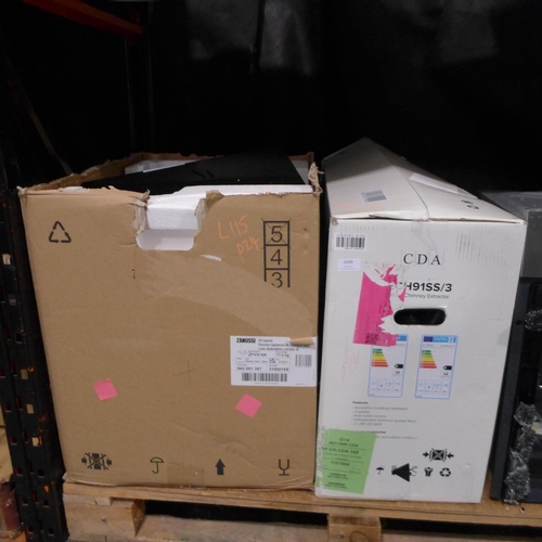 3309 - CDA Chimney Cooker Hood and Zanussi Screen Hood  (401 - 104,115   * This lot is subject to vat