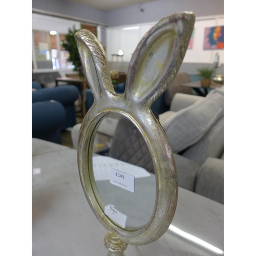 1343 - A large silver rabbit ears table mirror, H 42cms (MK4612)   #