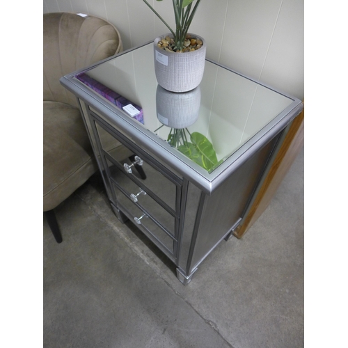 1378 - A mirrored two drawer side table