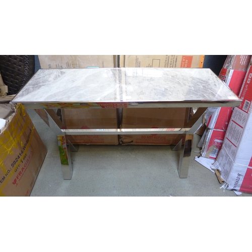 1350 - A Vanquish marble effect and chrome console table - minor damage *This lot is subject to VAT