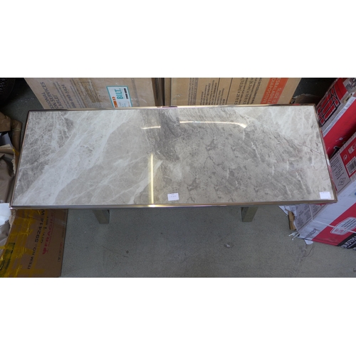 1350 - A Vanquish marble effect and chrome console table - minor damage *This lot is subject to VAT