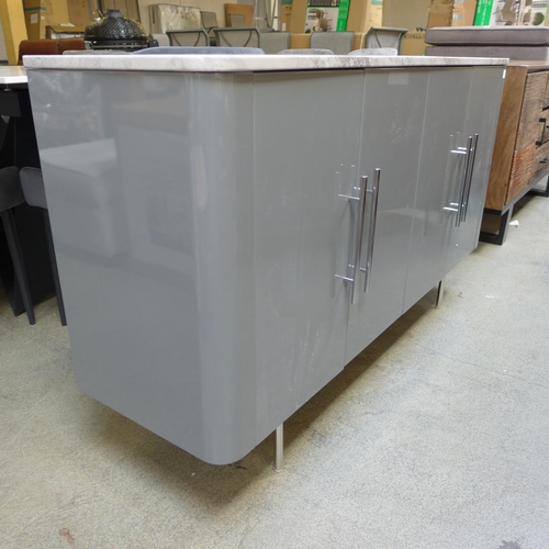 1395 - A Luna marble effect top and grey four door sideboard  *This lot is subject to VAT