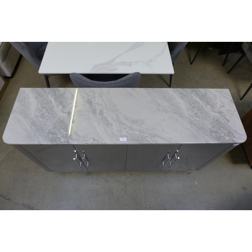 1395 - A Luna marble effect top and grey four door sideboard  *This lot is subject to VAT