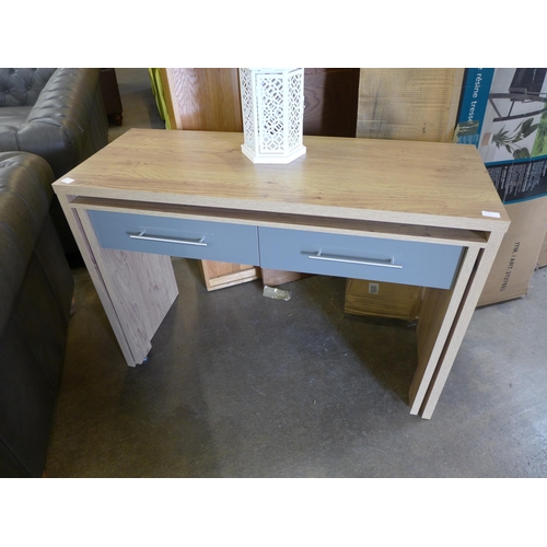 1507 - A wood effect desk/dressing table with grey drawers