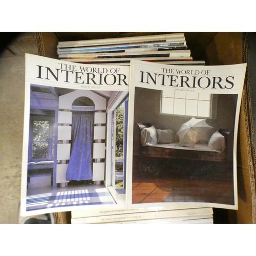 1137 - A box of 48 The World of Interiors magazines, (interior design) from early 1980s through to early 20... 