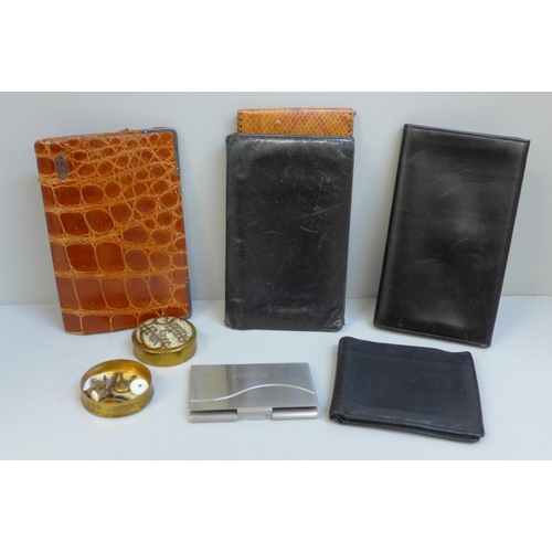 631 - A silver mounted Mappin & Webb wallet and other wallets