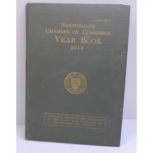 632 - A Nottingham Chamber of Commerce Year Book, 1914, first issue, interspersed with adverts of local bu... 