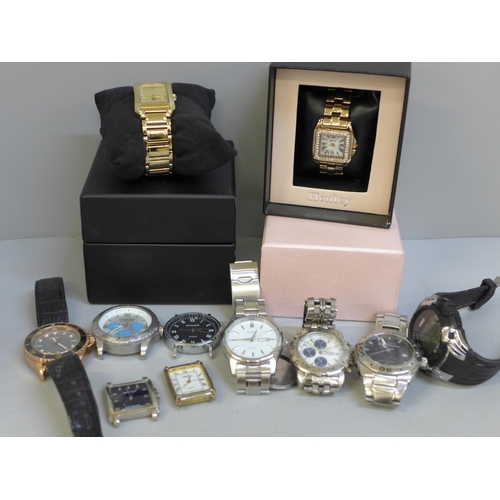 648 - A collection of wristwatches including two lady's watches with boxes