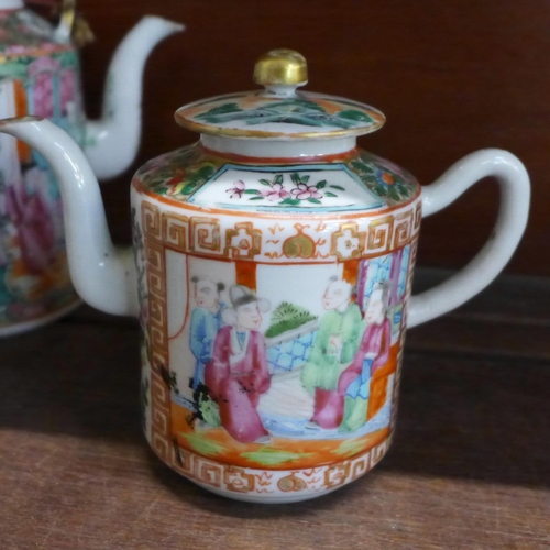 655 - Chinese export famille rose teawares including four teapots