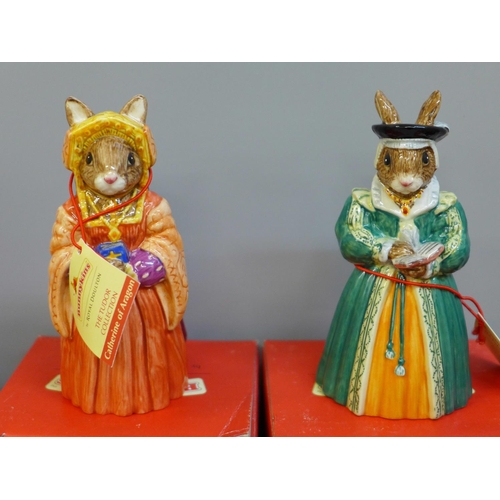 657 - Royal Doulton Bunnykins Henry VIII's Wives figures, all boxed