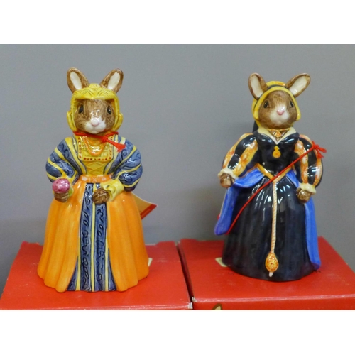 657 - Royal Doulton Bunnykins Henry VIII's Wives figures, all boxed