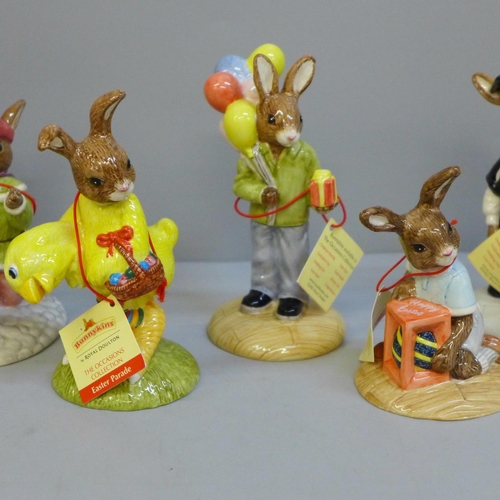 667 - Royal Doulton Bunnykins figures including Birthday Girls, Congratulations, Graduation Day, etc., box... 