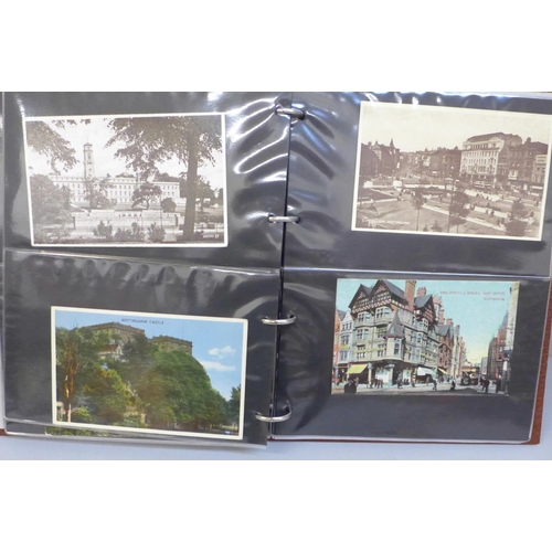 682 - Postcards; Nottingham postcards in album, King's visit 1914, etc.