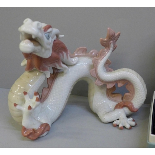 683 - A Lladro dragon and a Lladro Talisman necklace, boxed