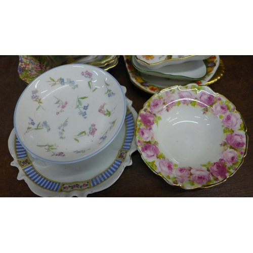 687 - A collection of small dishes including Royal Albert, Royal Doulton, Royal Crown Derby, a vase and di... 