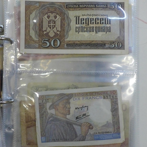 690 - Bank notes; collection of worldwide bank notes in album, (28)