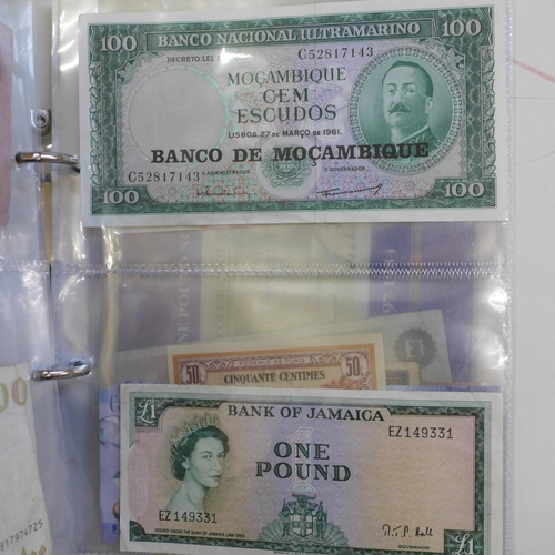 690 - Bank notes; collection of worldwide bank notes in album, (28)