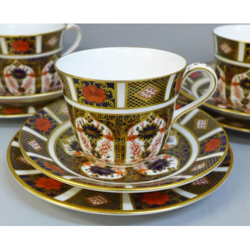 695 - Six Royal Crown Derby 1128 Imari trios, first quality