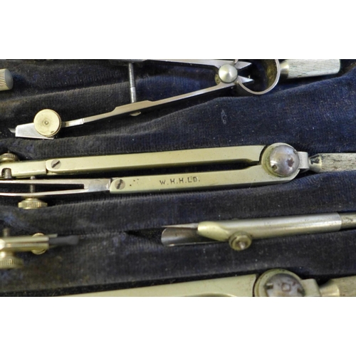 729 - Two Moore & Wright micrometers, drawing tools, two tape measures, etc.