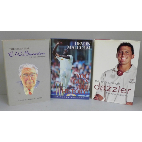 737 - Three signed autobiographies; Darren Gough, Devon Malcolm and E.W. Swanton