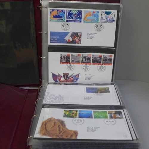 744 - Stamps; two Royal Mail First Day Covers albums containing covers spanning the period 1994 to 2005