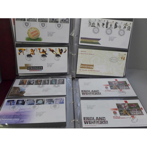 744 - Stamps; two Royal Mail First Day Covers albums containing covers spanning the period 1994 to 2005