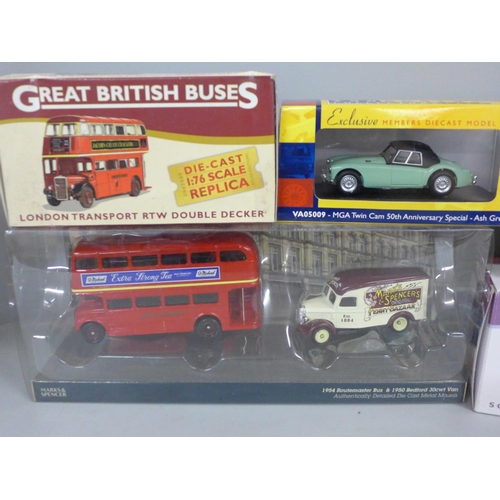 761 - A collection of seven model vehicles, Atlas Editions and Vanguards, boxed