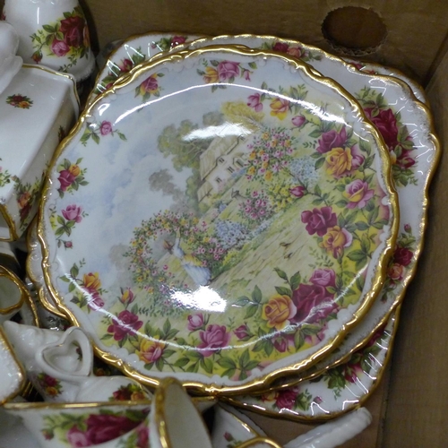 775 - Fifty items of Old Country Roses including boxed sets of six tea spoons and six cake forks and serve... 