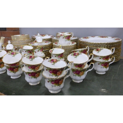 778 - An extensive suite of Royal Albert Old Country Roses tea and dinner wares comprising two three-tier ... 