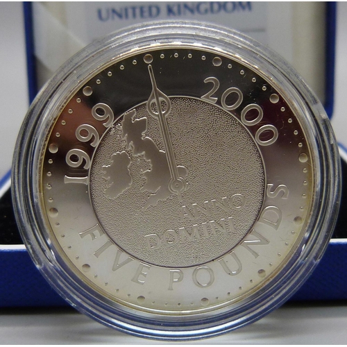 861 - A 2000 Millennium UK silver £5 coin, boxed with certificate