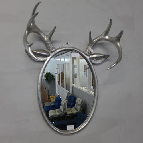 1317 - A silver stag horn mirror