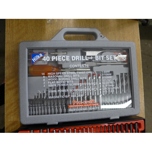 2074 - A Black & Decker Craftsman drill bit set (complete) and a Hilka 40 piece drill and bit set - boxed a... 