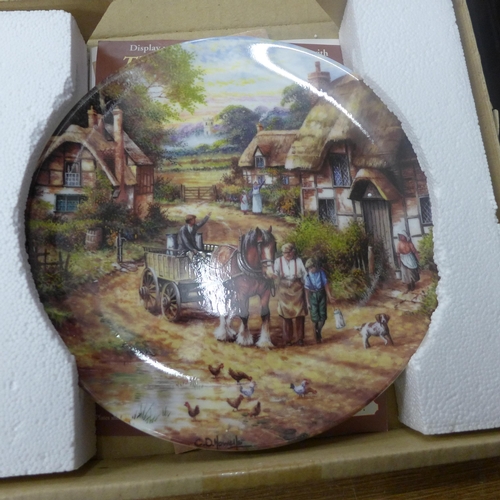 2092 - Three collectors plates by Davenport and Wedgwood including The Milkmaid, National Fire Museum 