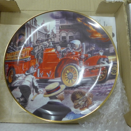 2092 - Three collectors plates by Davenport and Wedgwood including The Milkmaid, National Fire Museum 