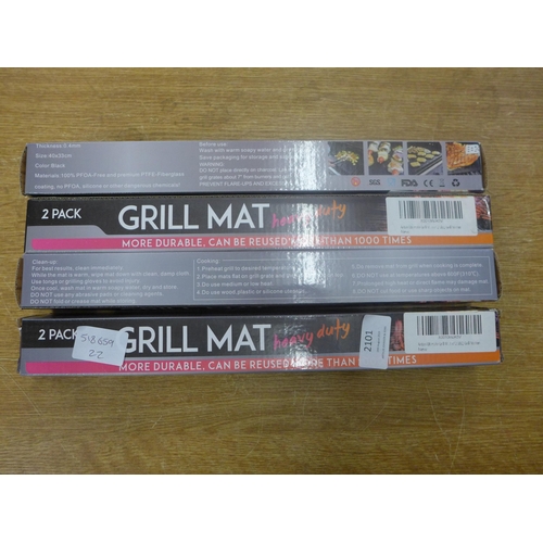 2101 - 4 Double packs of heavy duty grill mats for BBQs, etc. - sealed