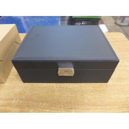 2147 - 2 Large padded jewellery boxes in black - sealed