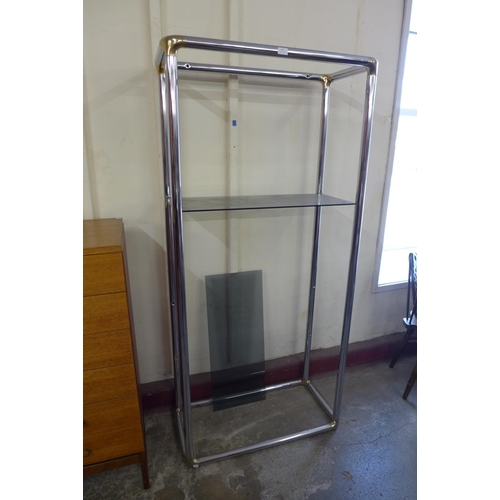 100 - A chrome and smoked glass room divider