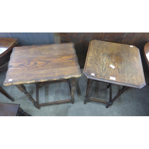 128 - Two oak barleytwist occasional tables