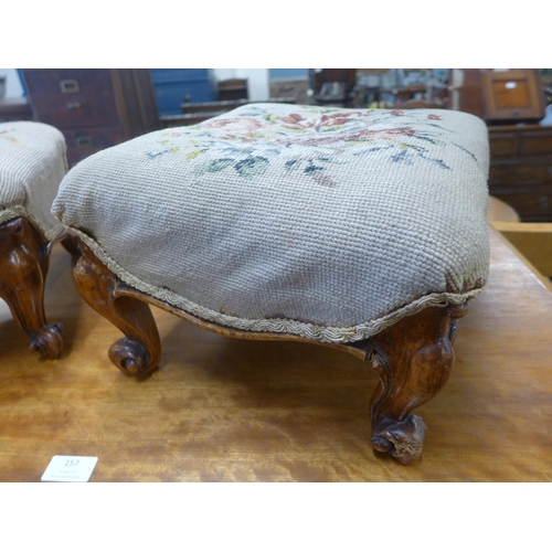 158 - A pair of Victorian walnut foot stools