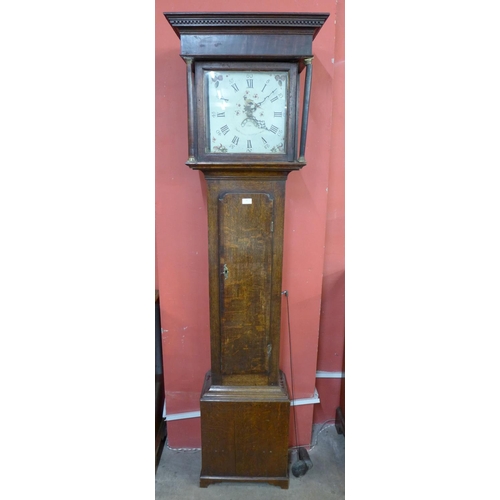 21 - A 19th Century oak 30-hour longcase clock, the square painted dial signed John Hudson, Nottingham